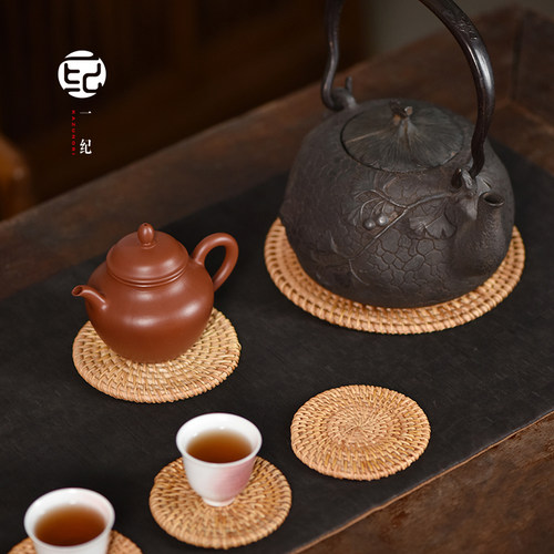 手工越南秋藤编杯垫紫砂养壶垫