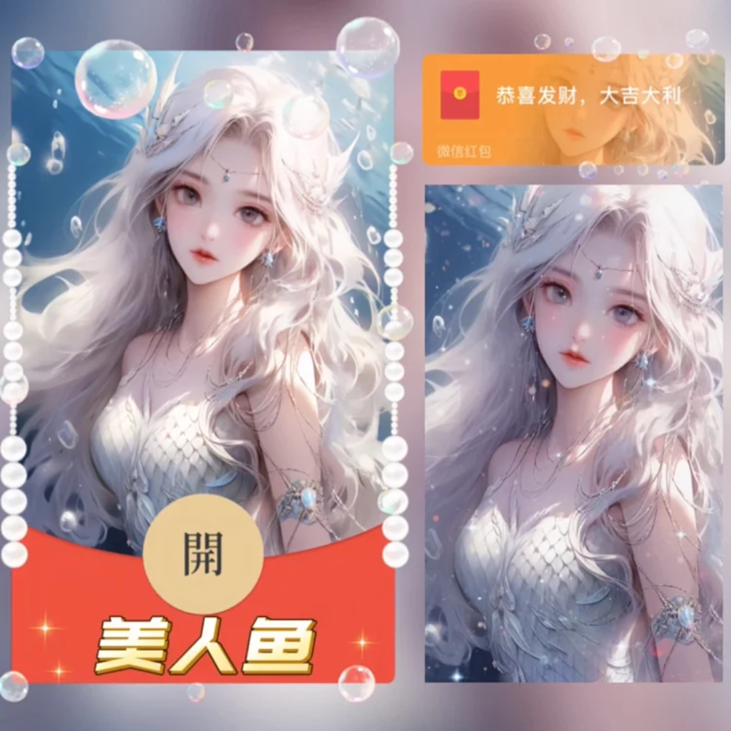 美人鱼微信红包封面序列号新款异形vx红包封面动态音乐