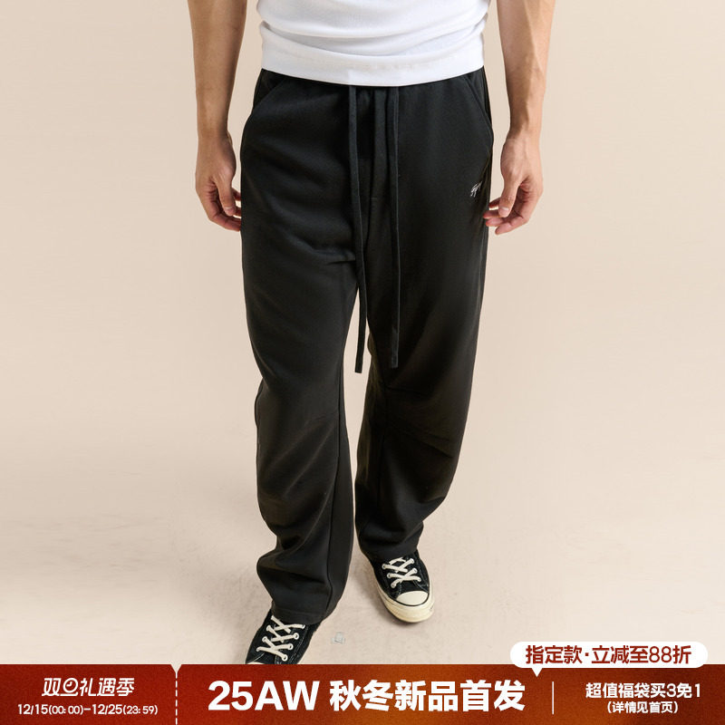 FLYBOY 25秋冬 刺绣LOGO轻盈透气挺阔立体剪裁训练运动抽绳弯刀裤