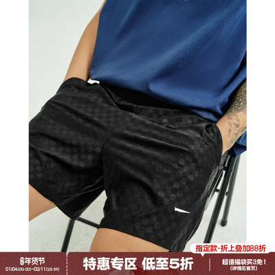 FLYBOY 25春夏 棋盘格运动短裤高弹训练健身户外跑步五分裤