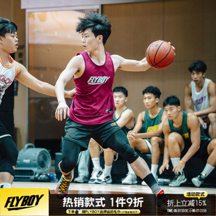FLYBOY胡来波 基础LOGO印花透气篮球背心针织运动无袖上衣