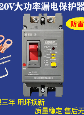2P家用大功率漏电保护器100A250A单相220V漏电断路器开关防雷带灯