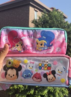 出口外贸尾单马来西亚印尼专柜全明星闪亮双星tsum滋姆双拉链笔袋