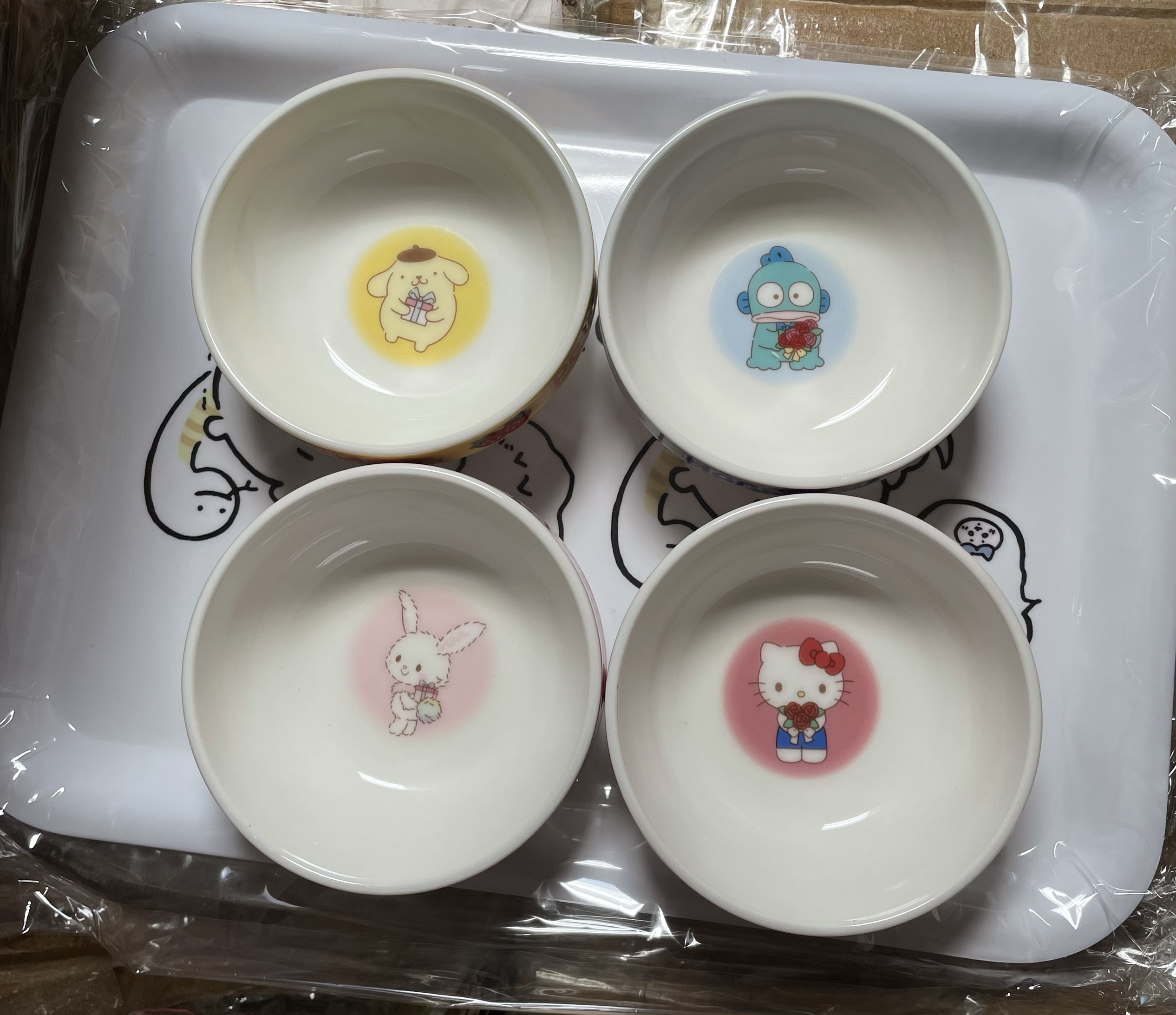 日单三丽哦抽奖陶瓷小碗酱油碟料碟丑鱼Kt许愿兔布丁蛋糕蒸碗