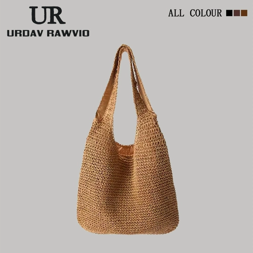 Соломенная летняя сумка через плечо, пляжная вместительная и большая сумка на одно плечо