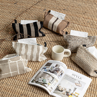 高颜值中古风纸巾袋布艺抽纸套复古文艺家用餐桌茶几氛围感纸巾套