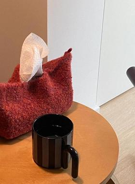 红色复古现代家用客厅纸巾盒布艺针织纸巾袋收纳包车载挂式纸巾袋