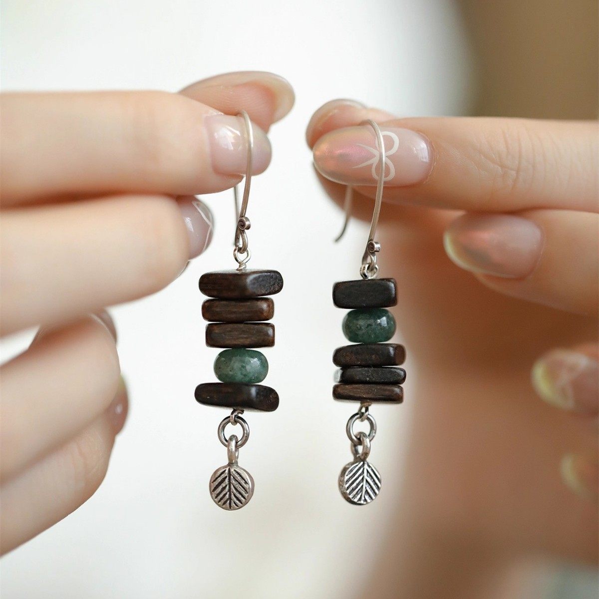 沉香干青叶子流苏耳环女天然东陵不对称长款耳坠中国风耳饰品,饰品/流行首饰/时尚饰品新,耳环,淘宝优惠券,粉丝福利购,淘宝优惠卷