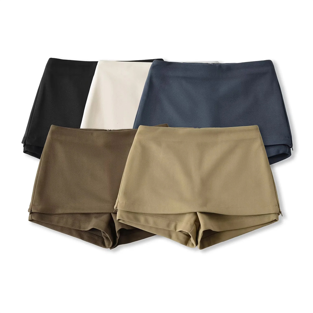 辣妹侧拉链毛呢半身裙女超短裙