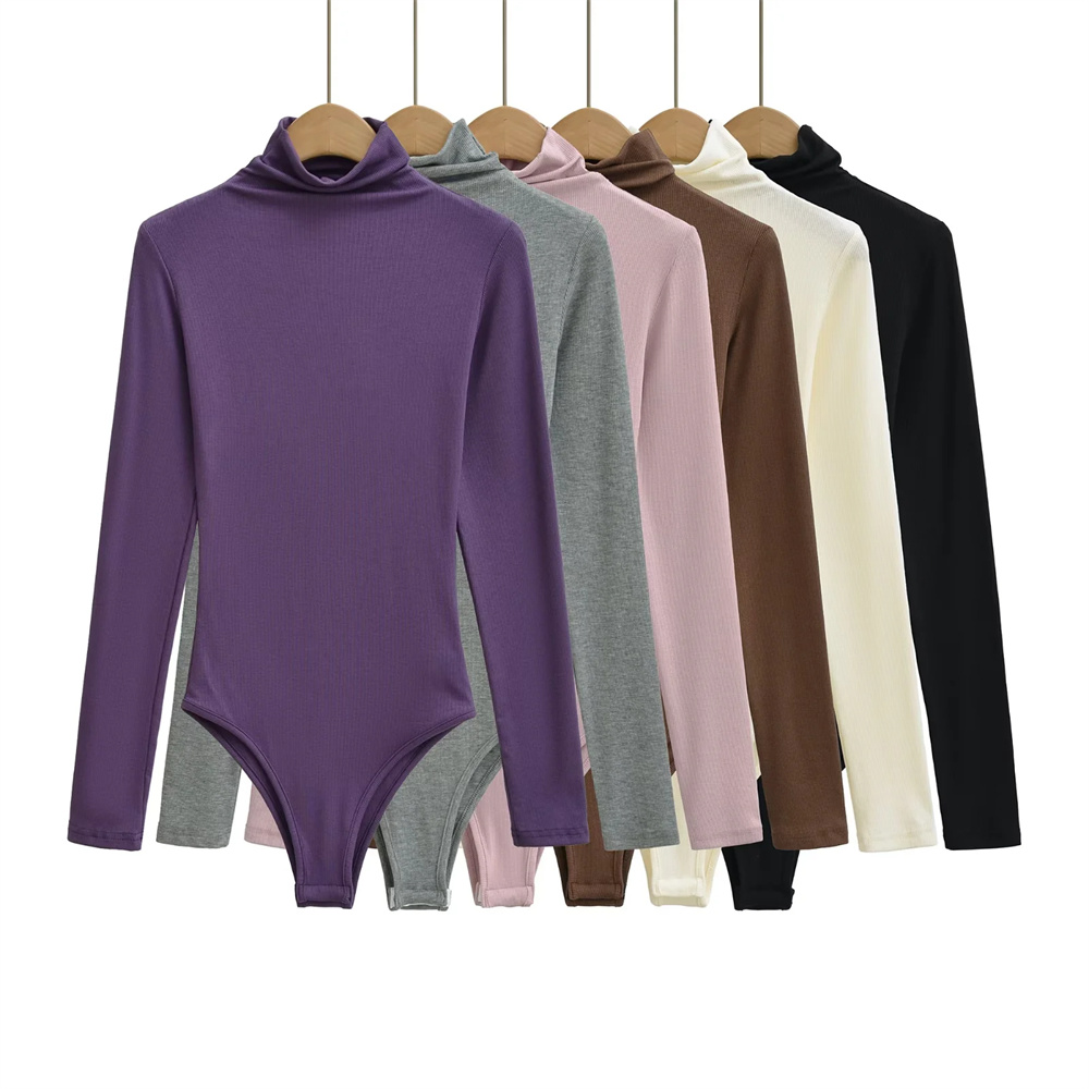 欧美风长袖连体衣女打底衫