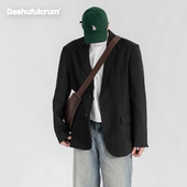 Dashufulcrum韩式 简约垫肩休闲西装 男春秋轻熟痞帅质感DK西服外套