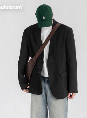 Dashufulcrum韩式简约垫肩休闲西装男春秋轻熟痞帅质感DK西服外套