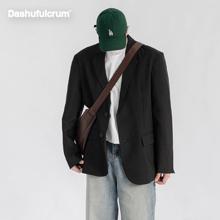 Dashufulcrum韩式简约垫肩休闲西装男春秋轻熟痞帅质感DK西服外套