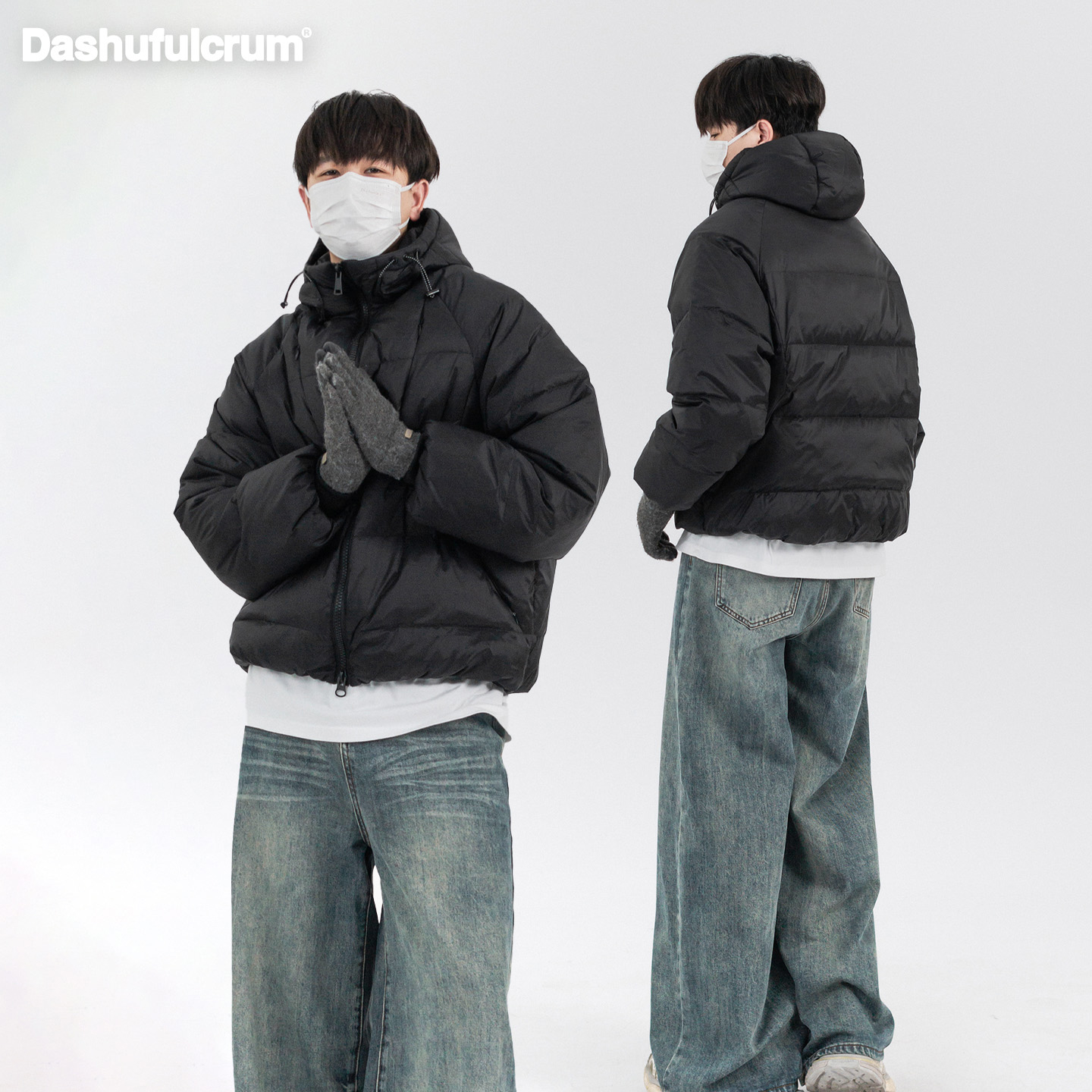 Dashufulcrum日系简约连帽羽绒服