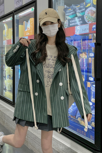 新款现货！条纹外套女春款时尚大帽子西装150-8253-P115-K168图片