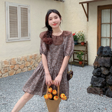 法式复古桔梗碎花减龄连衣裙女2025夏季新款韩版宽松显瘦茶歇短裙，女装连衣裙，浙宝007（原150)