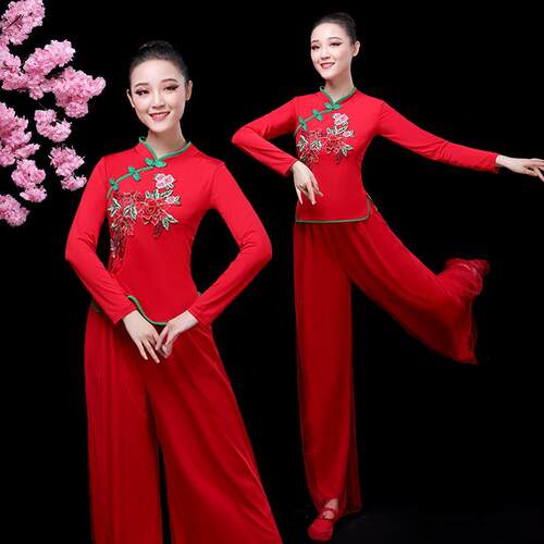 古典民族风舞蹈服2024新款广场舞服装女夏季成人大码秧歌服套装