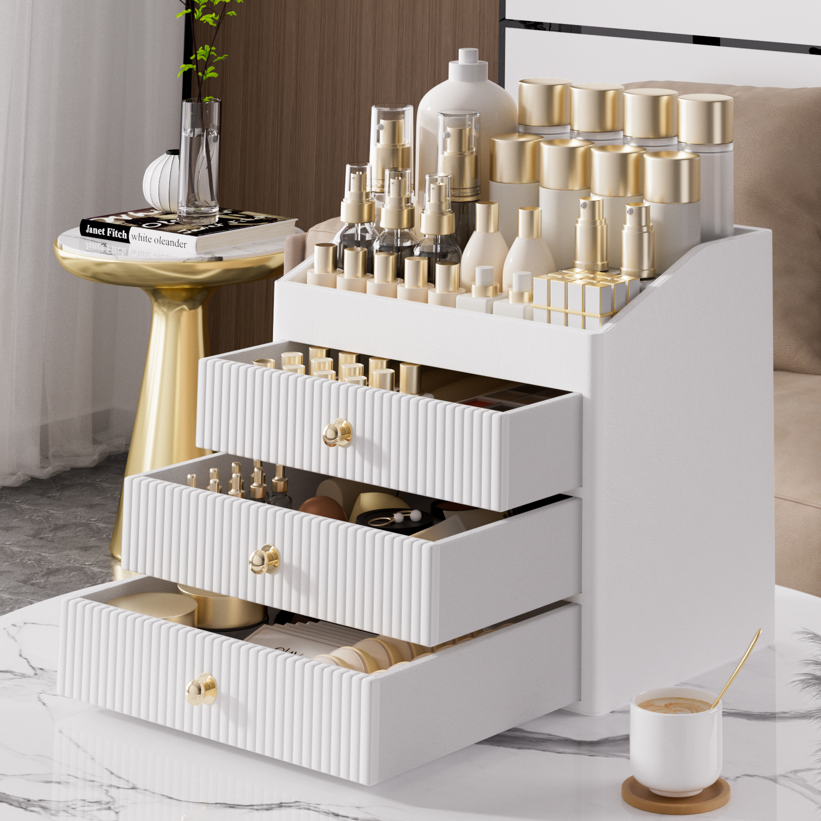 轻奢风大容量化妆品收纳柜
