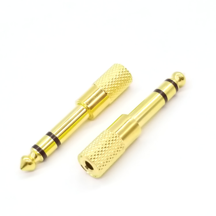 6.5公转3.5母头 6.5mm转3.5mm音频转接头 话筒MIC功放转换头 镀金