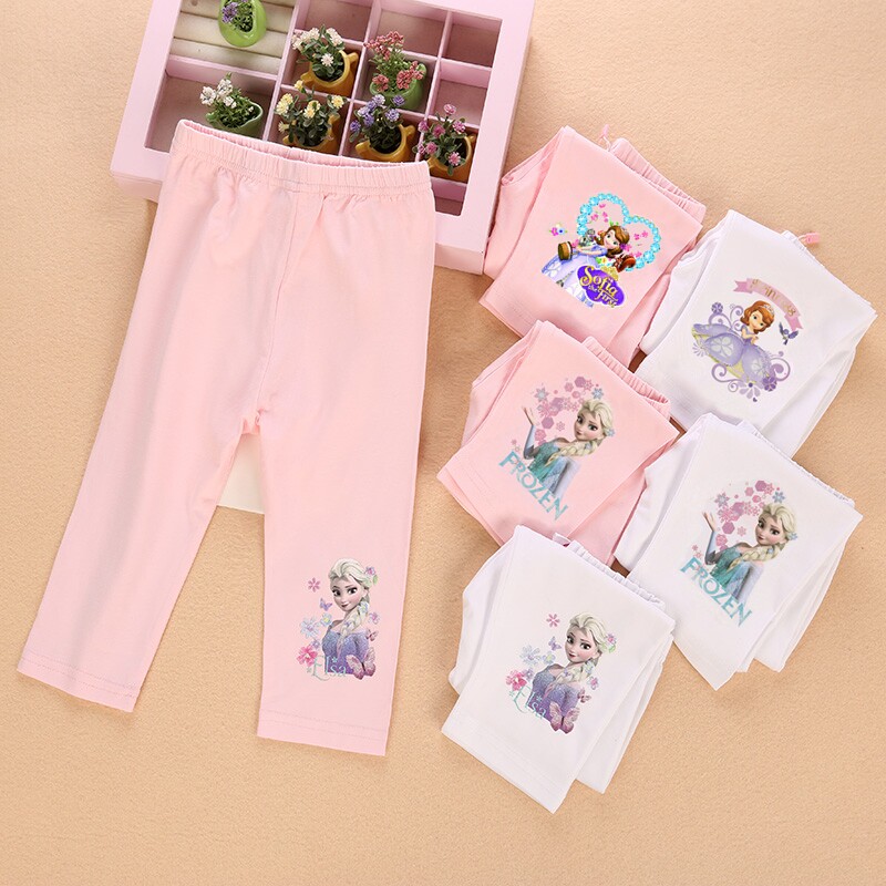 女童7分打底裤夏季冰雪奇缘5儿童薄款纯棉中裤宝宝爱莎公主短裤子