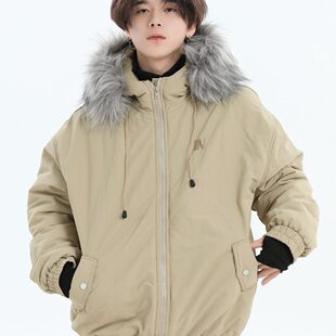 连帽复古外套冬棉衣派服式新款2026年面包服大毛加厚克服
