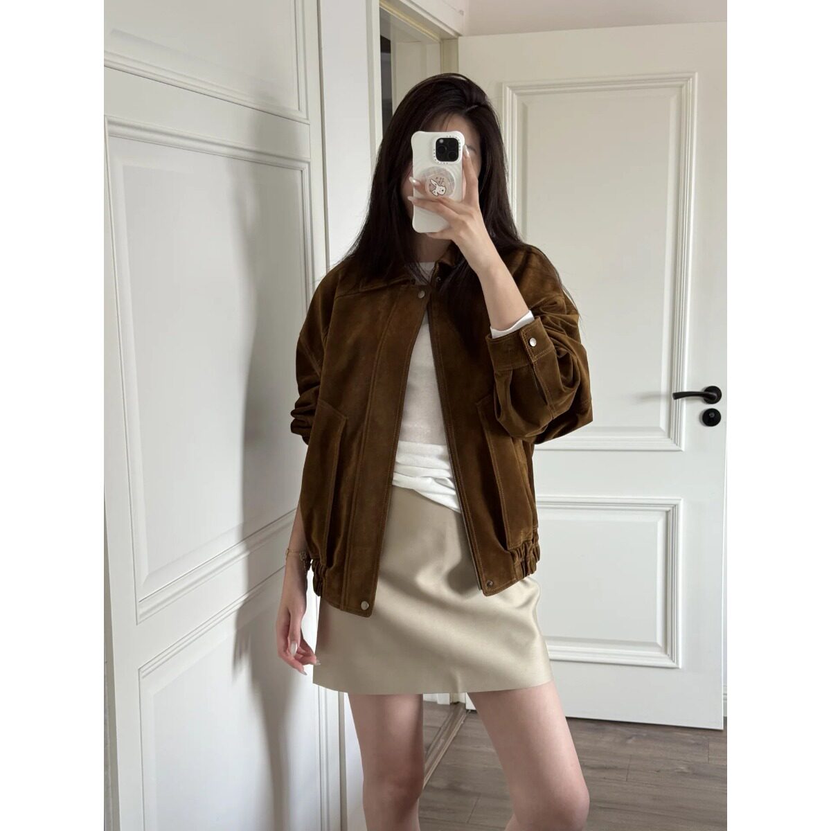 棕色复古皮衣短外套女秋
