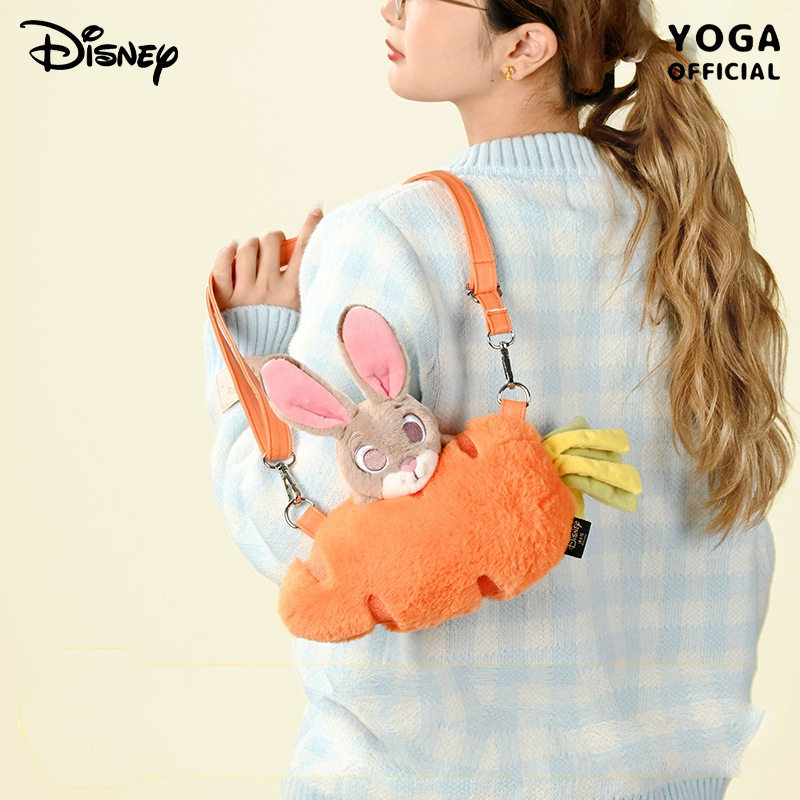 正版迪士尼疯狂动物城卡通朱迪兔萝卜斜挎包可爱玩偶斜背包毛绒萌
