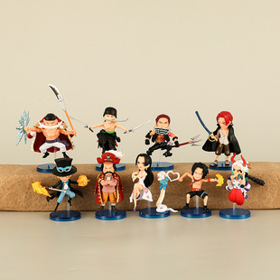 跨境9款海贼手办动漫卡通艾斯索隆萨博女帝白胡子罗杰大和公仔摆