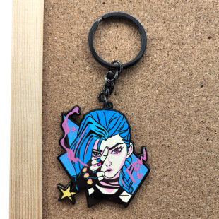 跨境热销 金属钥匙扣 金克丝与蔚双城之战动漫周边书包装饰挂件