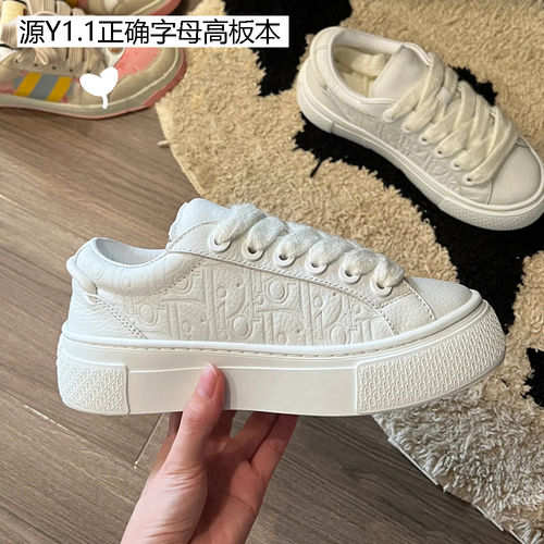 B33增高小白鞋厚底百搭女鞋ins潮时尚板鞋系带真皮休闲运动鞋