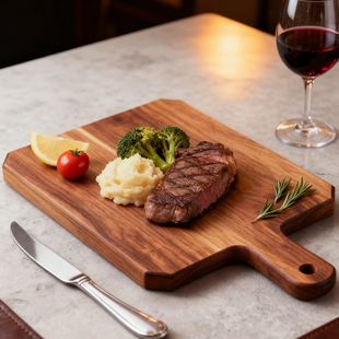 创意ins风乌檀木木牛排盘木质托盘 西餐摆盘食物垫板餐垫