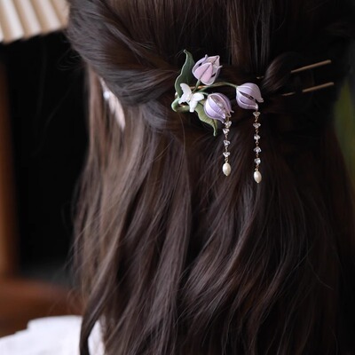 铃兰花缠花发簪指尖的浪漫