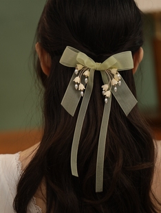 国风小清新铃兰流苏发夹蝴蝶结后压头饰半扎发后脑勺低丸子头发饰