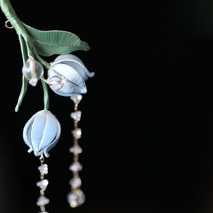 原创设计手工缠花高级感铃兰耳挂古风无耳洞流苏耳饰森系超仙耳环