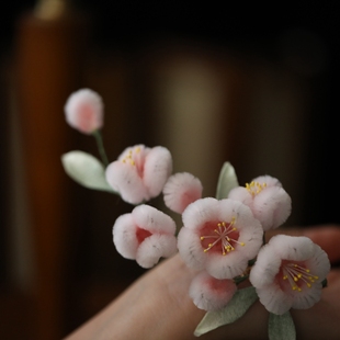 春序~仿绒花粉色少女发夹头饰甜美lolita边夹古风盘发u型发簪发饰