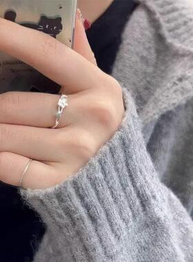 2026新款知春银色花朵戒指女个性小众设计高级感可调节食指环百搭