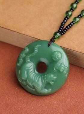 复古深绿色平安扣十二生肖龙年吊坠项链民族风毛衣链厂家挂饰