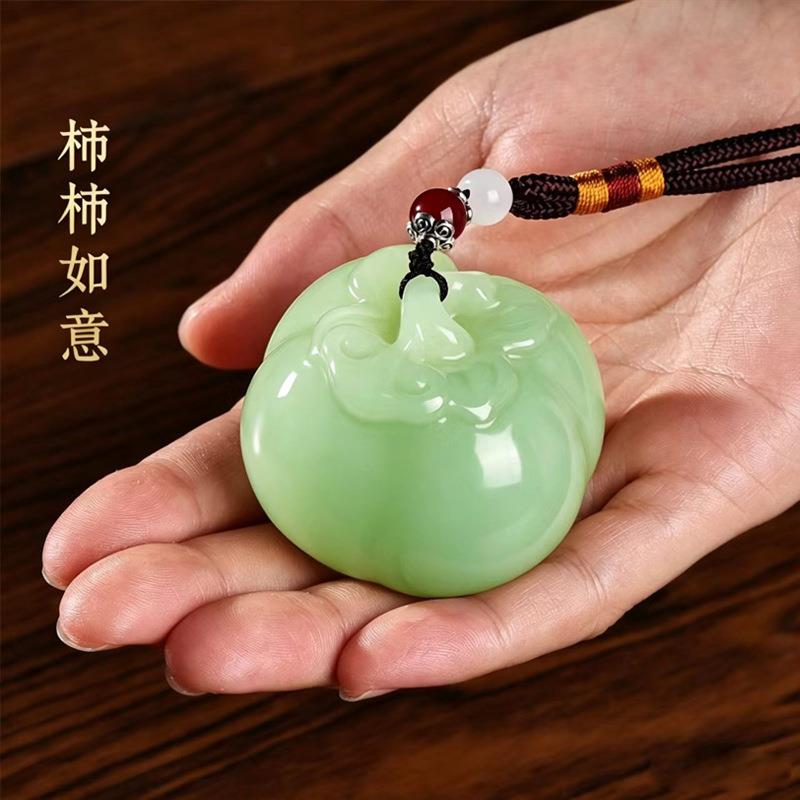柿柿如意防玉手把件盘玩解压小物件年年有鱼随身把玩创意摆件