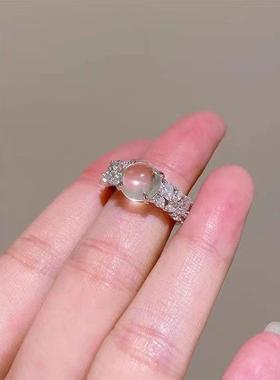 仿新中式国风戒指原创小众设计独特水沫玉冰月戒指送女友生日礼物