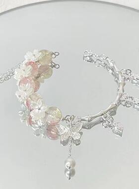 爆款樱花蝴蝶琉璃手链新中式国风百搭超仙手串小众设计饰品