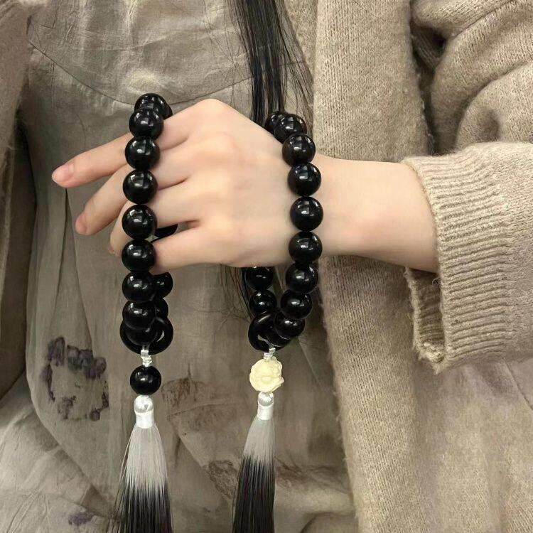 醒狮跑环鬼见愁绕指柔黑琉璃手持手串手捻学生汉服古装流苏情侣款