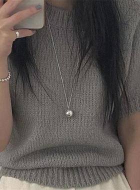 沉甸甸的韩国博主同款小众设计实心圆球长项链女气质大银球毛衣链