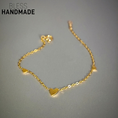 含金量5%少女系14K金爱心手链