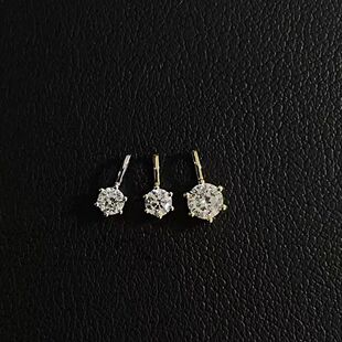 日系超闪经典 六爪单钻莫桑石吊坠925纯银18K白金锁骨项链女礼物