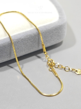 不掉色闪闪圆蛇骨14K金珍珠手链