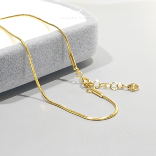 自制美国进口14K包金纤细圆蛇骨手链女欧美简约闪亮洗手不易褪色