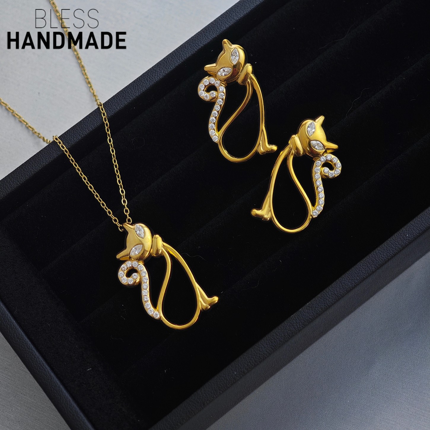 BLESS金色小猫925纯银14K金色耳环女可爱简约线条宠物耳钉通勤,饰品/流行首饰/时尚饰品新,银饰耳饰,淘宝优惠券,粉丝福利购,淘宝优惠卷