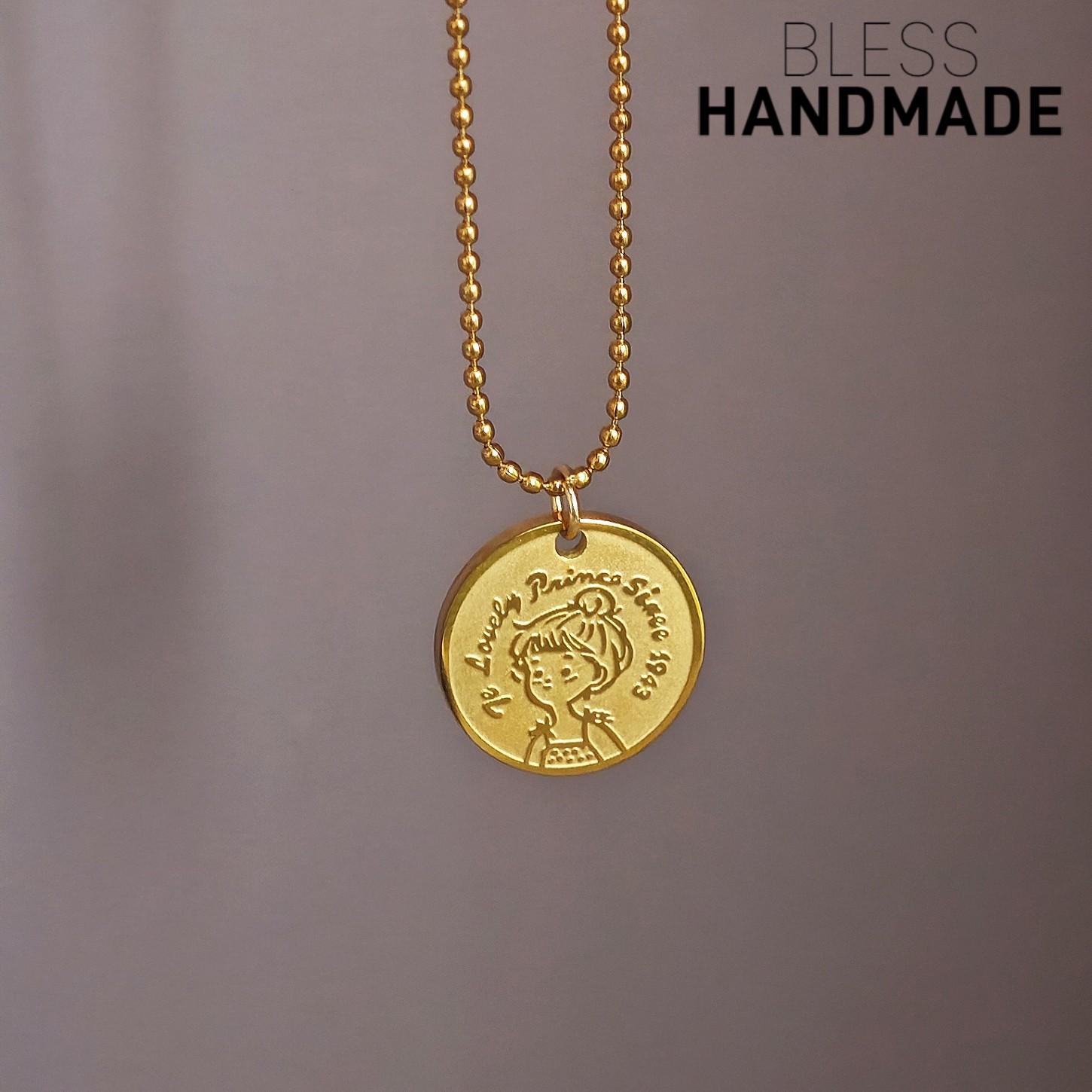 小公主少女感14K金色圆牌吊坠项链女锁骨链毛长项链可爱新年礼物,饰品/流行首饰/时尚饰品新,项链,淘宝优惠券,粉丝福利购,淘宝优惠卷