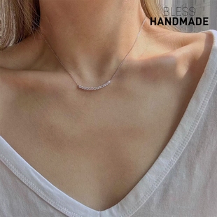 含金量5%美国进口14K包金微笑排钻莫桑钻锁骨项链女气质优雅通勤