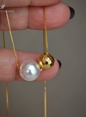 升级版进口澳白珍珠925纯银镀18K金珍珠单颗路路通锁骨链万能项链